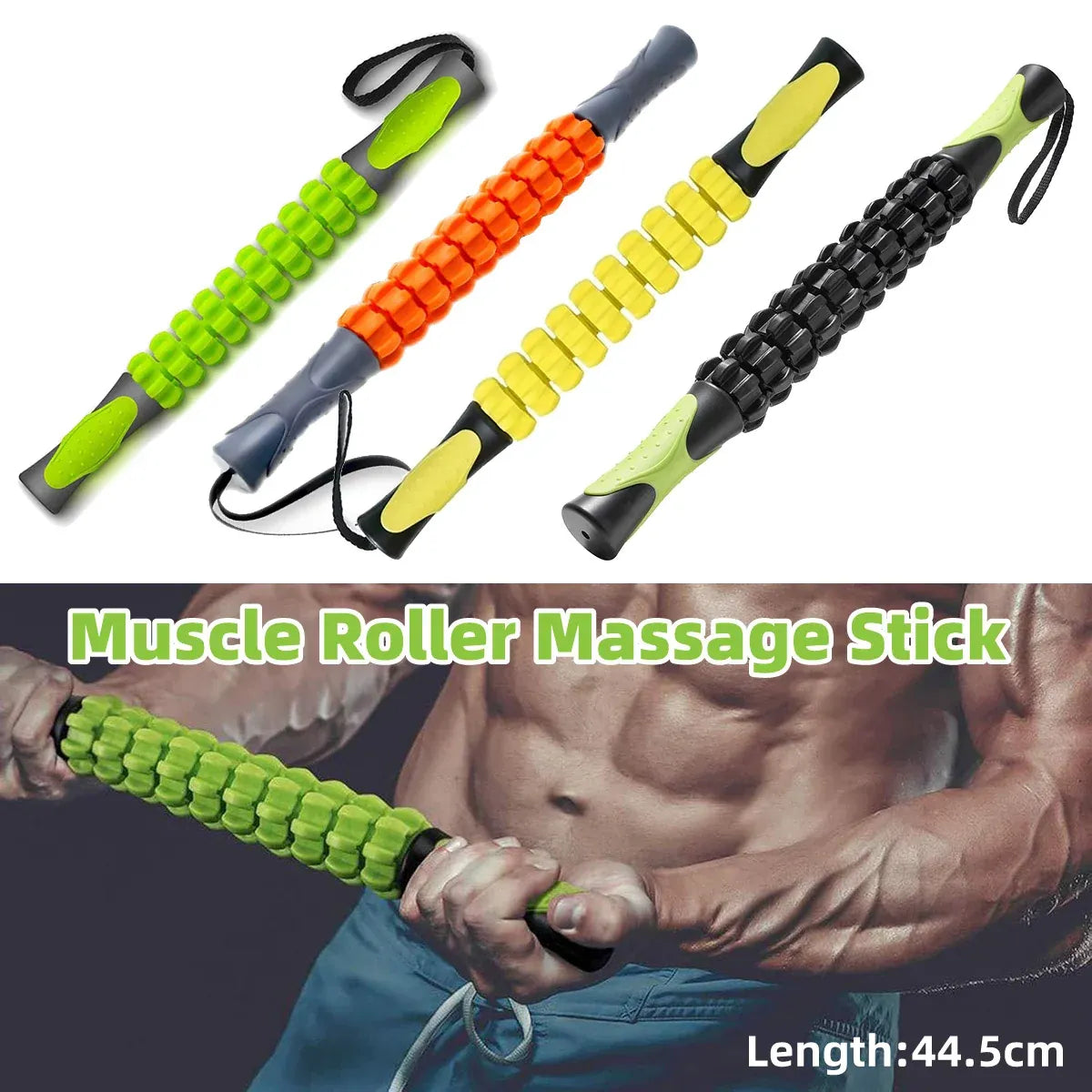 Muscle Roller Stick Full Body Fitness Massage Tool for Home and Gym Use - Orange