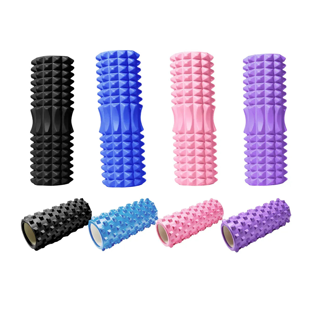 High Density EVA Foam Roller Yoga Massage Stick for Fitness - Wolf Tooth Style Blue-45cm