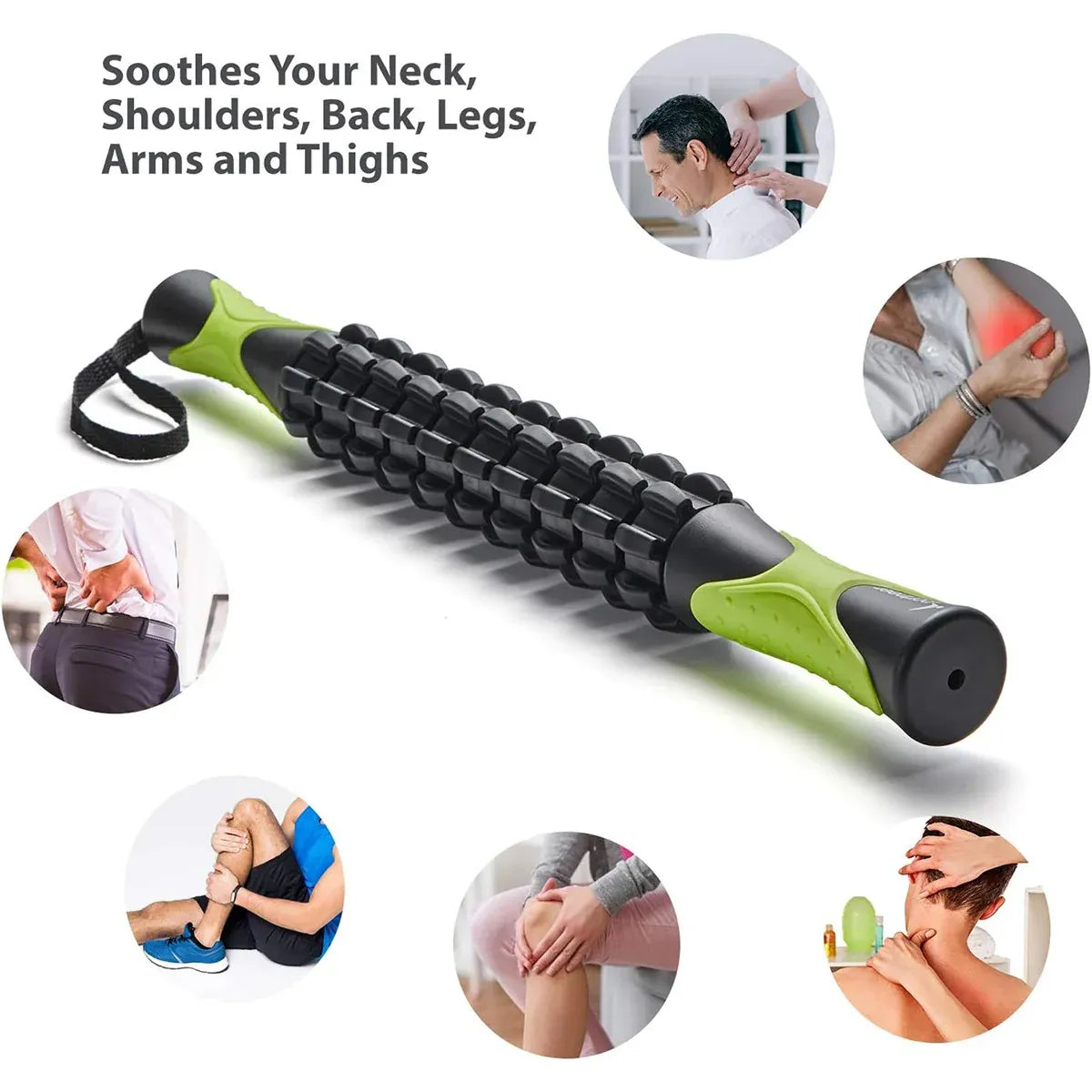 Muscle Roller Stick Full Body Fitness Massage Tool for Home and Gym Use - Yellow