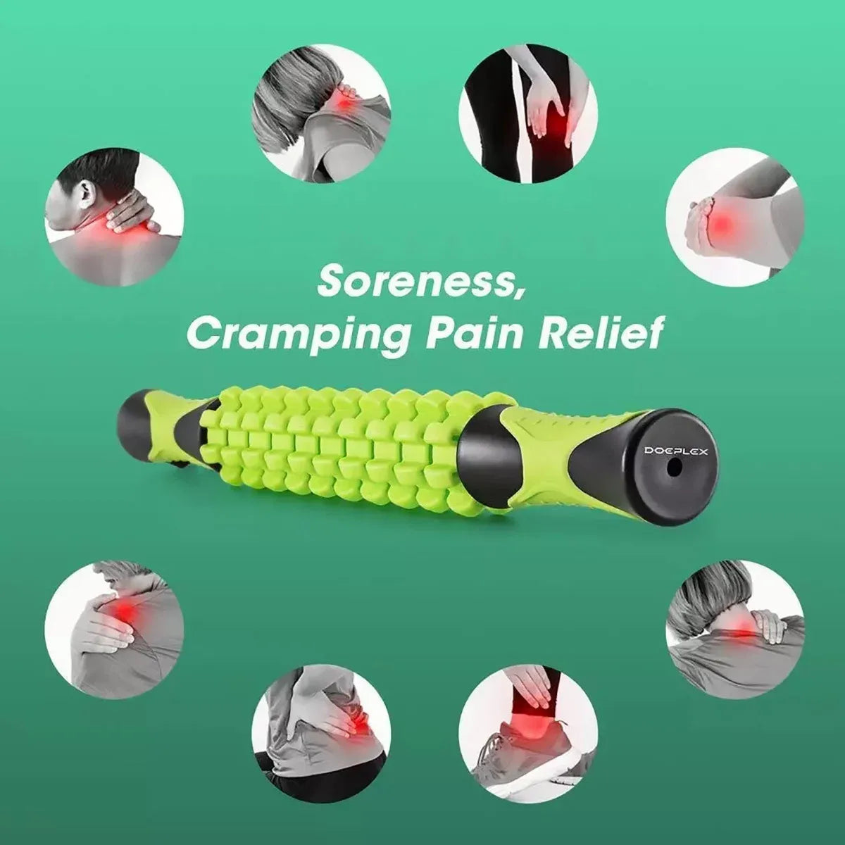 Muscle Roller Stick Full Body Fitness Massage Tool for Home and Gym Use - Yellow
