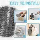 Pet Cat Self Massage Brush Comb Scratcher Wall Corner Self Groomer Grooming Toys - Black