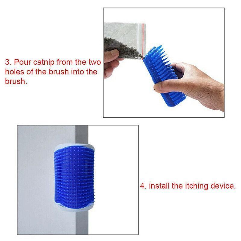 Pet Cat Self Massage Brush Comb Scratcher Wall Corner Self Groomer Grooming Toys - Green