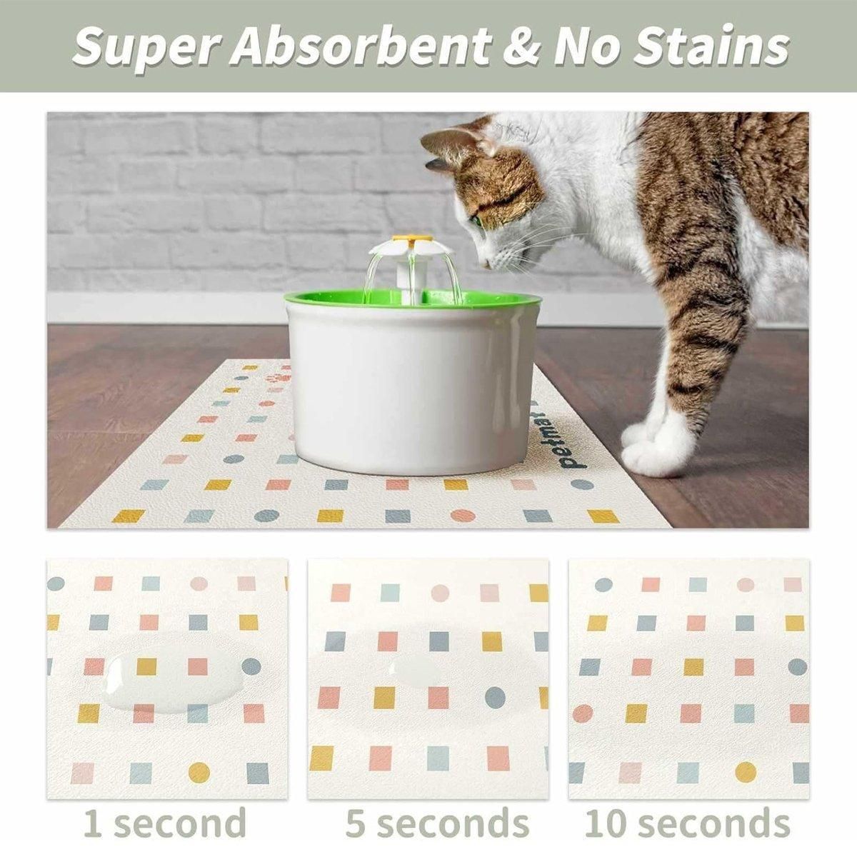Pet Feeding Mat Dogs Cats Absorbent Non Slip Pet Placemat Waterproof Mat - Beige