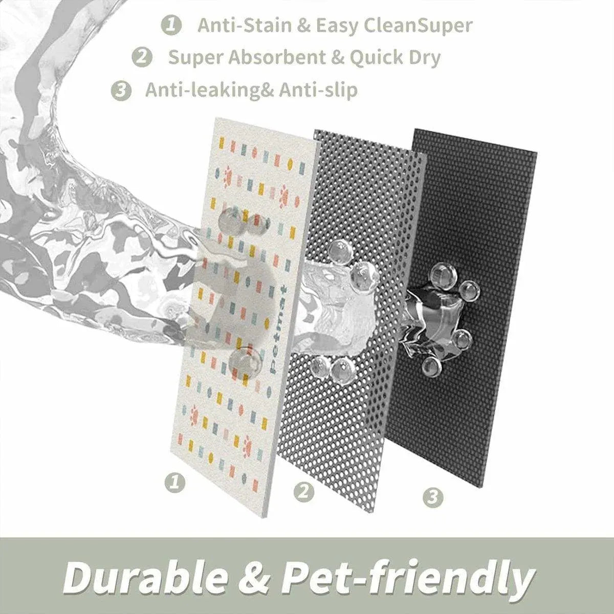 Pet Feeding Mat Dogs Cats Absorbent Non Slip Pet Placemat Waterproof Mat - Beige