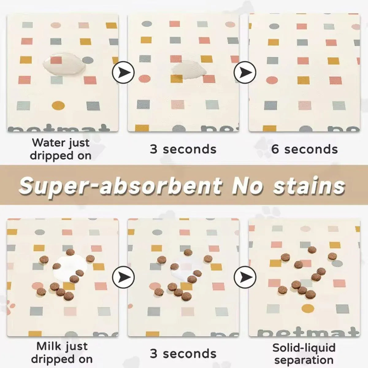 Pet Feeding Mat Dogs Cats Absorbent Non Slip Pet Placemat Waterproof Mat - Beige