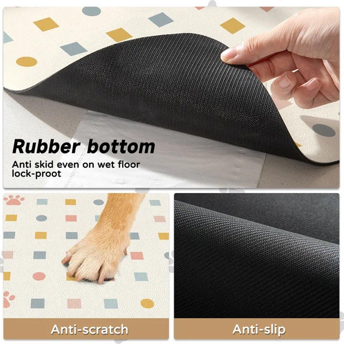 Pet Feeding Mat Dogs Cats Absorbent Non Slip Pet Placemat Waterproof Mat - Beige