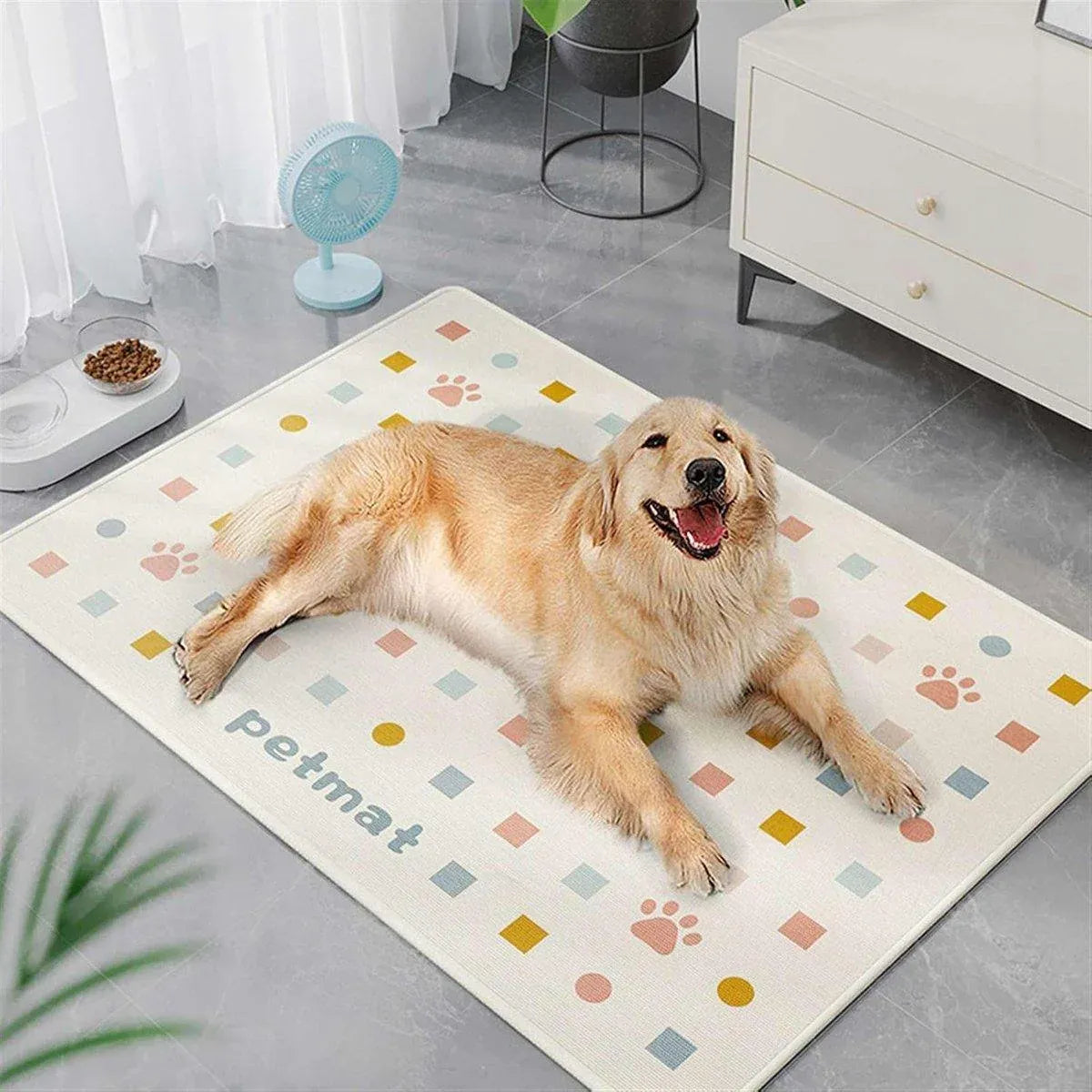 Pet Feeding Mat Dogs Cats Absorbent Non Slip Pet Placemat Waterproof Mat - Beige