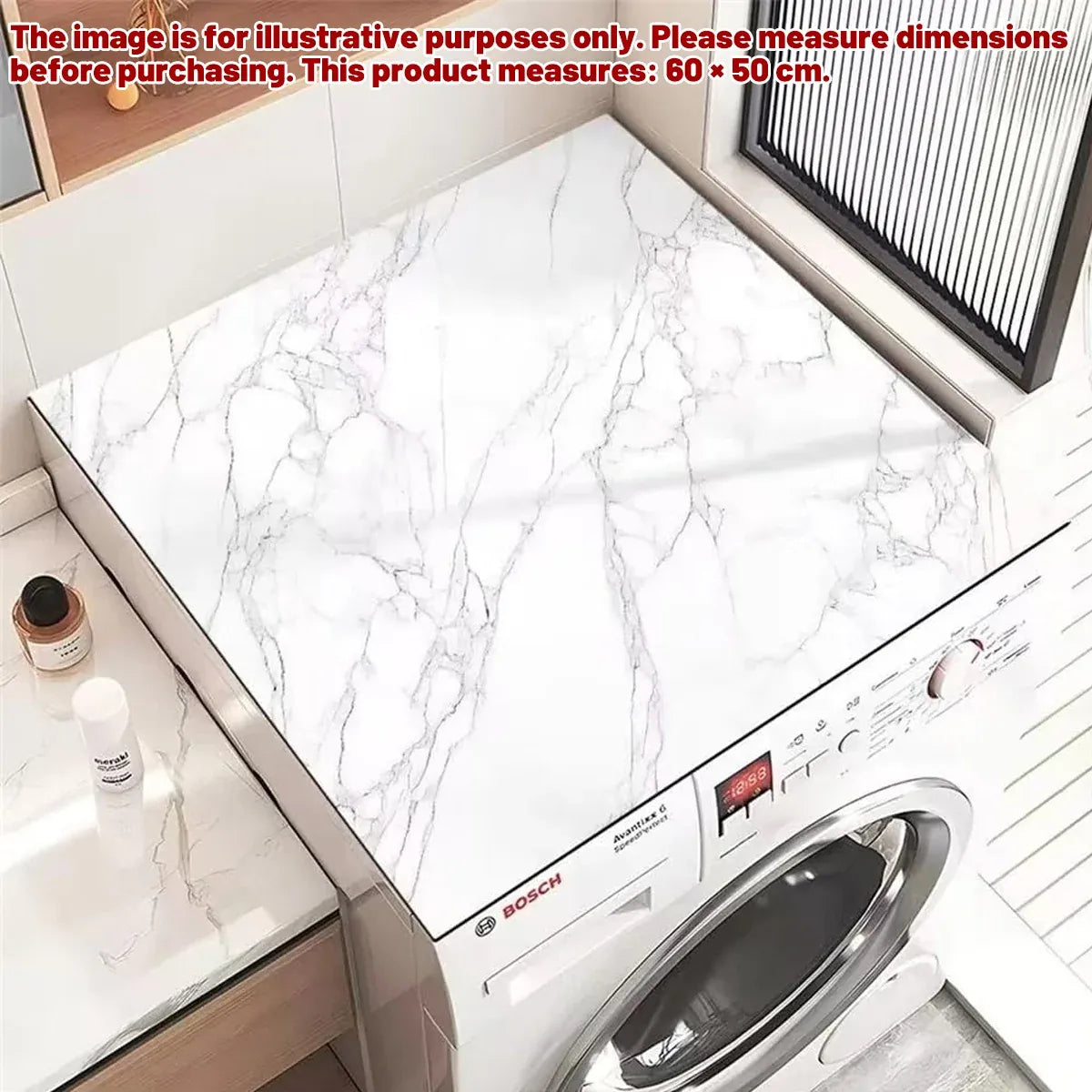 Washing Machine Water Absorbent Mat Quick Dry Dust Proof for Laundry Room Use - White Marble Pattern
