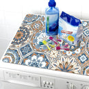Washing Machine Water Absorbent Mat Quick Dry Dust Proof for Laundry Room Use - White Marble Pattern