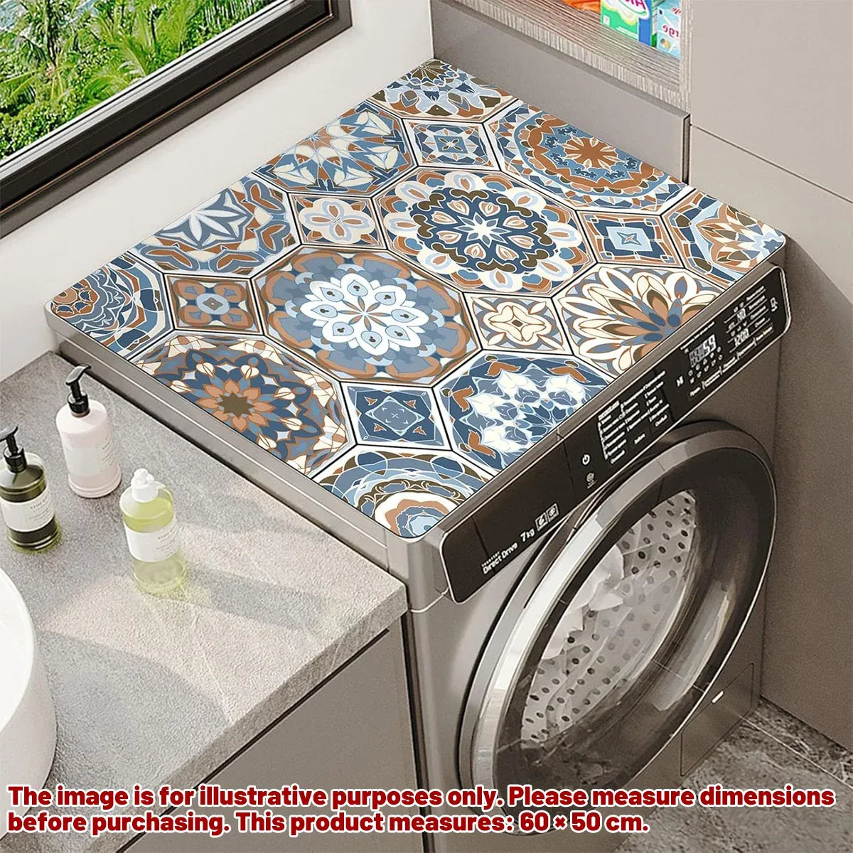 Washing Machine Water Absorbent Mat Quick Dry Dust Proof for Laundry Room Use - White Marble Pattern