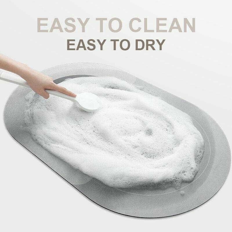 50x80CM Super Absorbent Floor Mat Soft Quick-Drying Non-Slip Diatom Mud Bath - Grey-Retangle