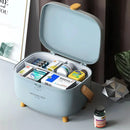 2 Layer Portable First Aid Kit Emergency Medicine Chest Organizer Storage Box - Blue