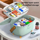 2 Layer Portable First Aid Kit Emergency Medicine Chest Organizer Storage Box - Green