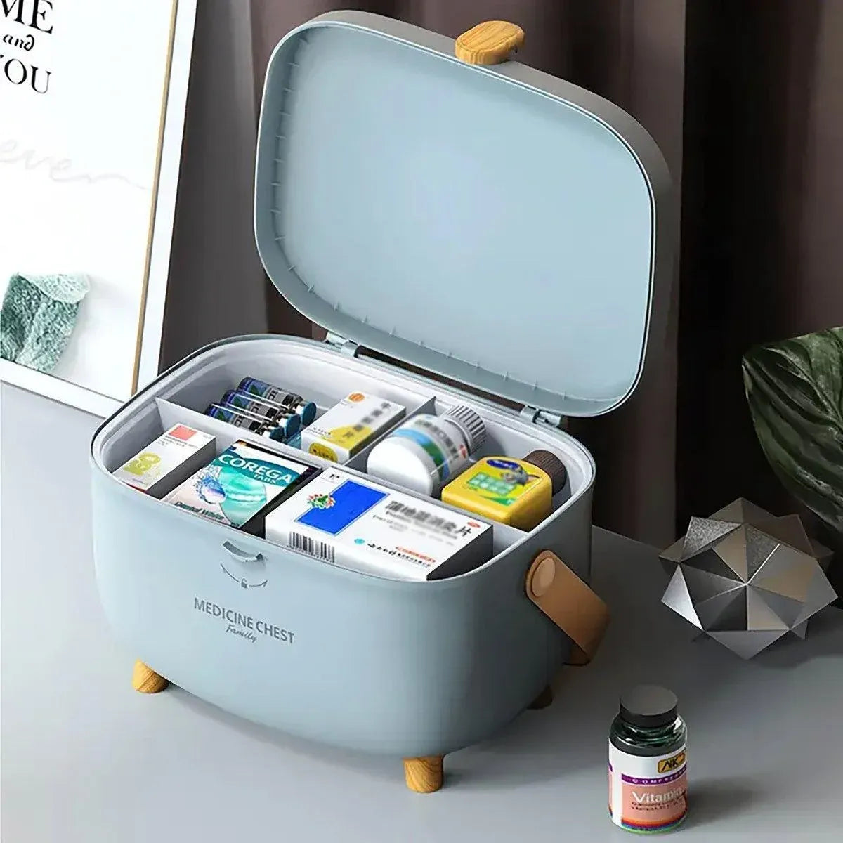 2 Layer Portable First Aid Kit Emergency Medicine Chest Organizer Storage Box - Pink