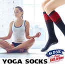 Women Long Massage Pilates Socks Yoga Socks Non Slip Socks Medium Open - Medium Open Toe Black