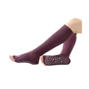 Women Long Massage Pilates Socks Yoga Socks Non Slip Socks Medium Open - Medium Open Toe Dark Red