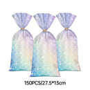 Mermaid Party Favour Bags 150 Pack with Gold Twist Ties 27.5 x 13 cm
