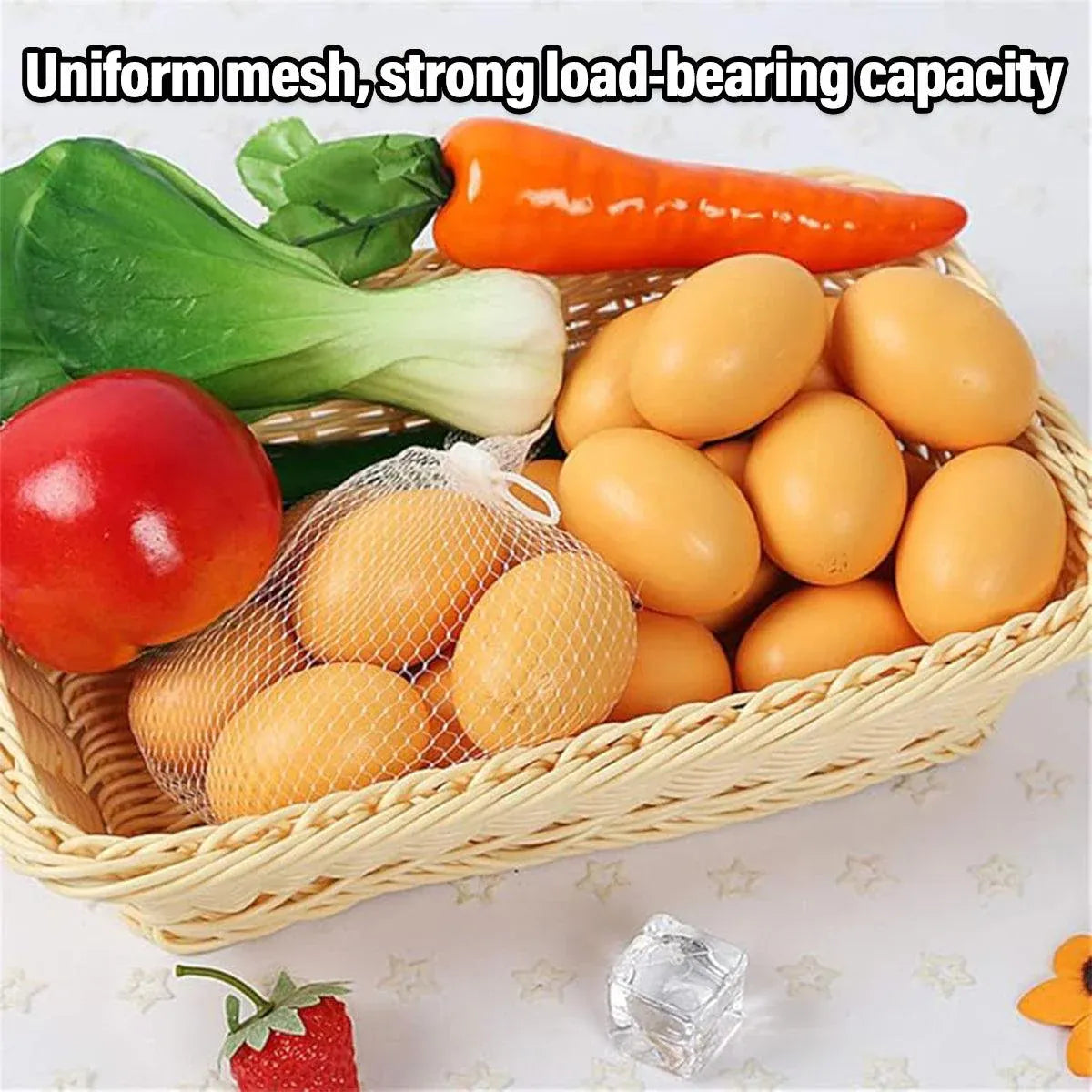 100pcs Nylon Mesh Bag Egg Storage Close Eye Plastic Mesh for Fruits Vegetables - 40cm