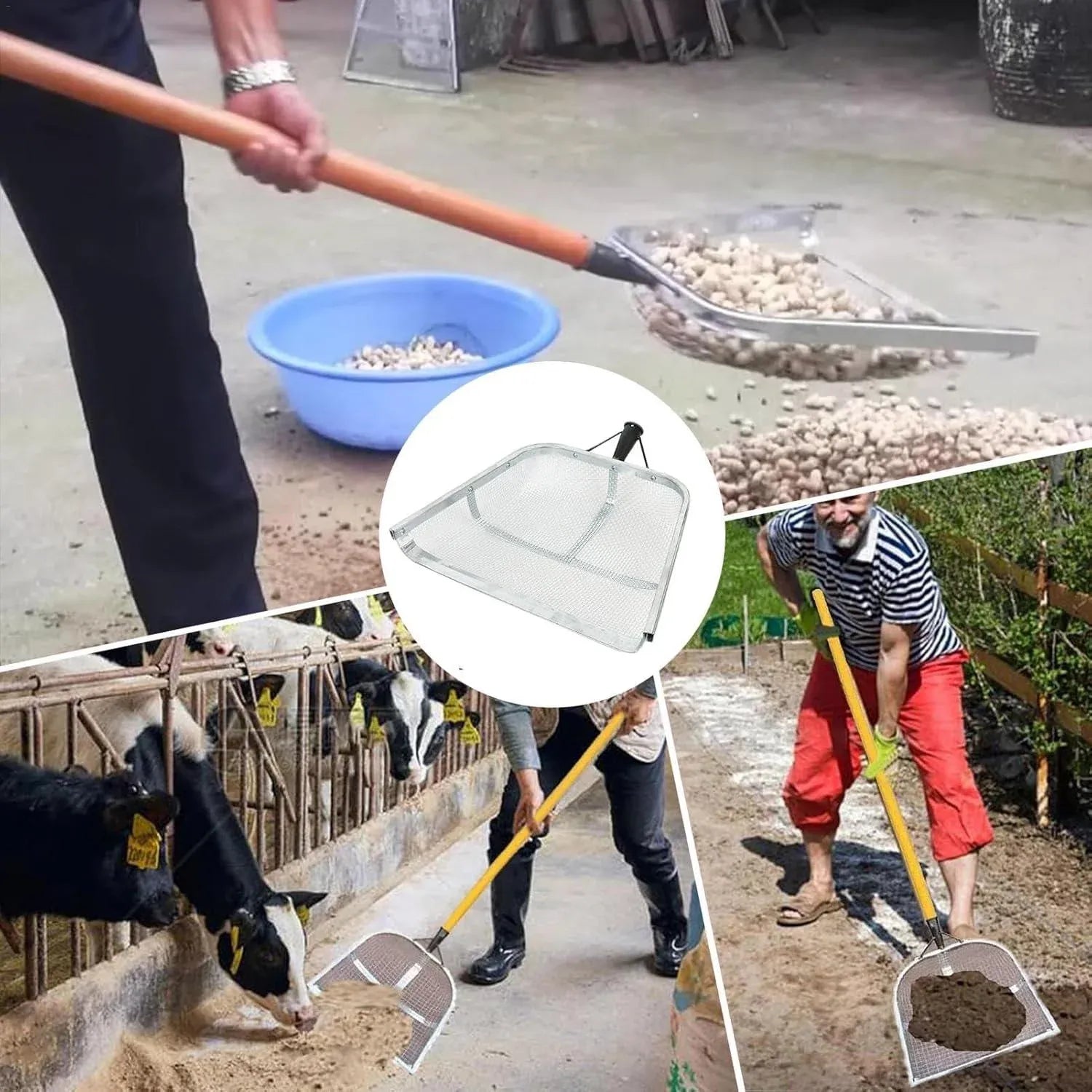 Stainless Steel Soil Sifter Drain Shovel Gardening Mesh Screen Filter Durable - 40MM