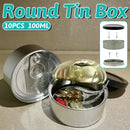 Round Tin Storage Box 100ml Easy Pull Lid Metal Container 10pcs Small Parts