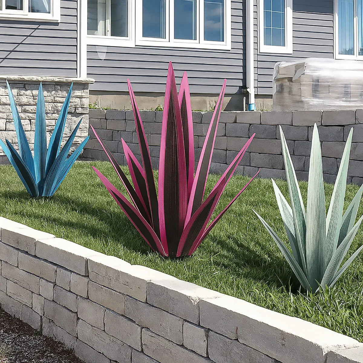 Metal Agave Flowers Plant Garden Decoration Realistic Iron for Yard Patio Lawn