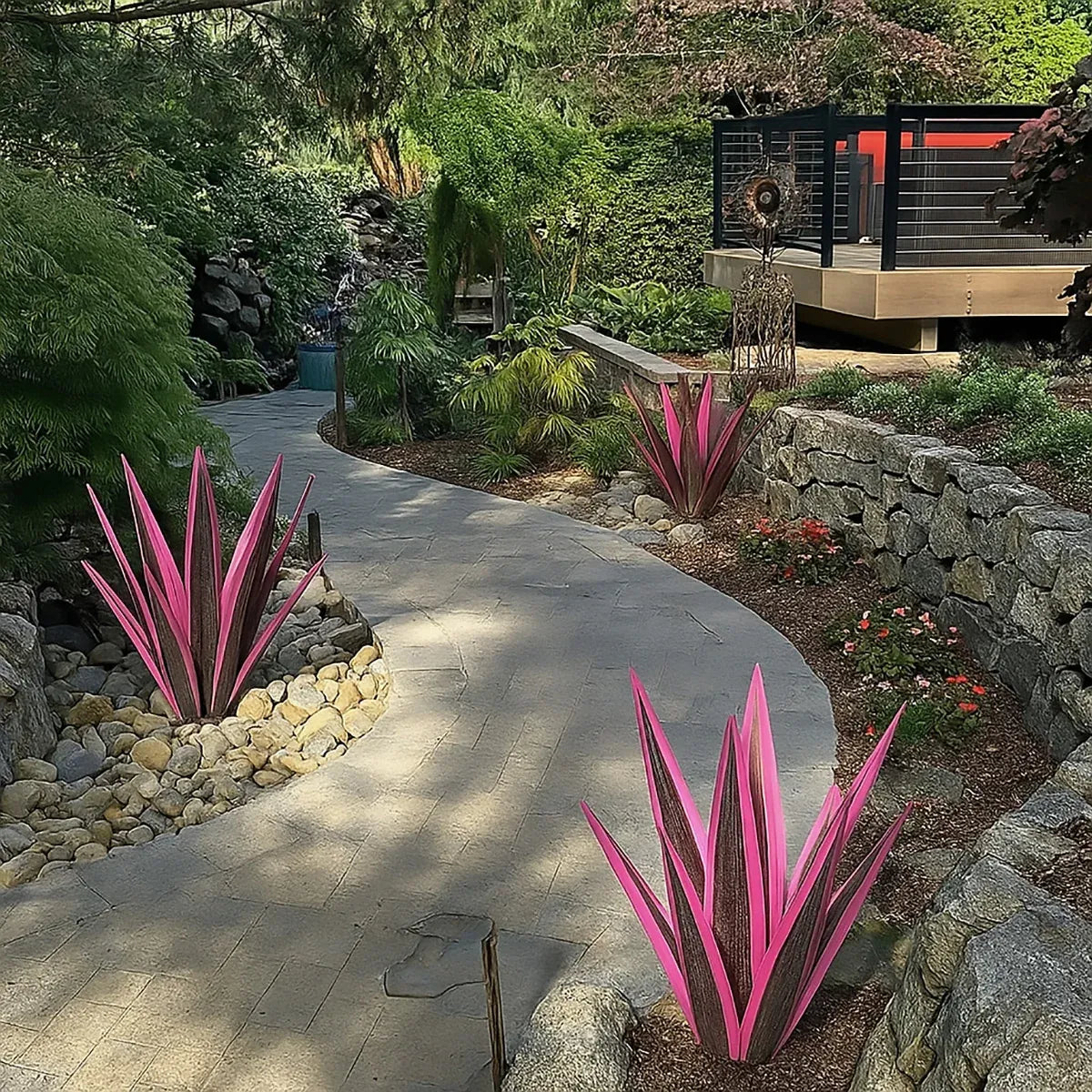 Metal Agave Flowers Plant Garden Decoration Realistic Iron for Yard Patio Lawn