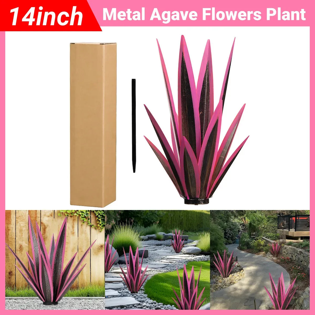 Metal Agave Flowers Plant Garden Decoration Realistic Iron for Yard Patio Lawn
