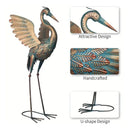 2PCS Metal Crane Statue Decoration Rustproof for Home Garden Patio Yard Ornament