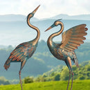 2PCS Metal Crane Statue Decoration Rustproof for Home Garden Patio Yard Ornament