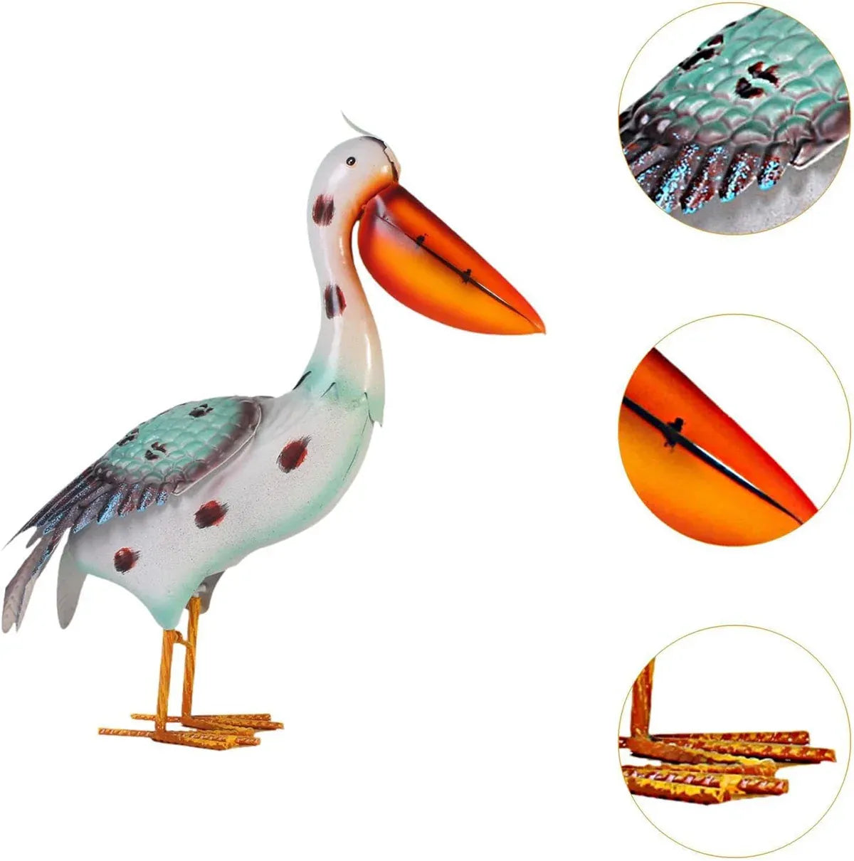 Iron Pelican Statue Garden Decoration for Outdoor Yard Patio Lawn Porch Ornament