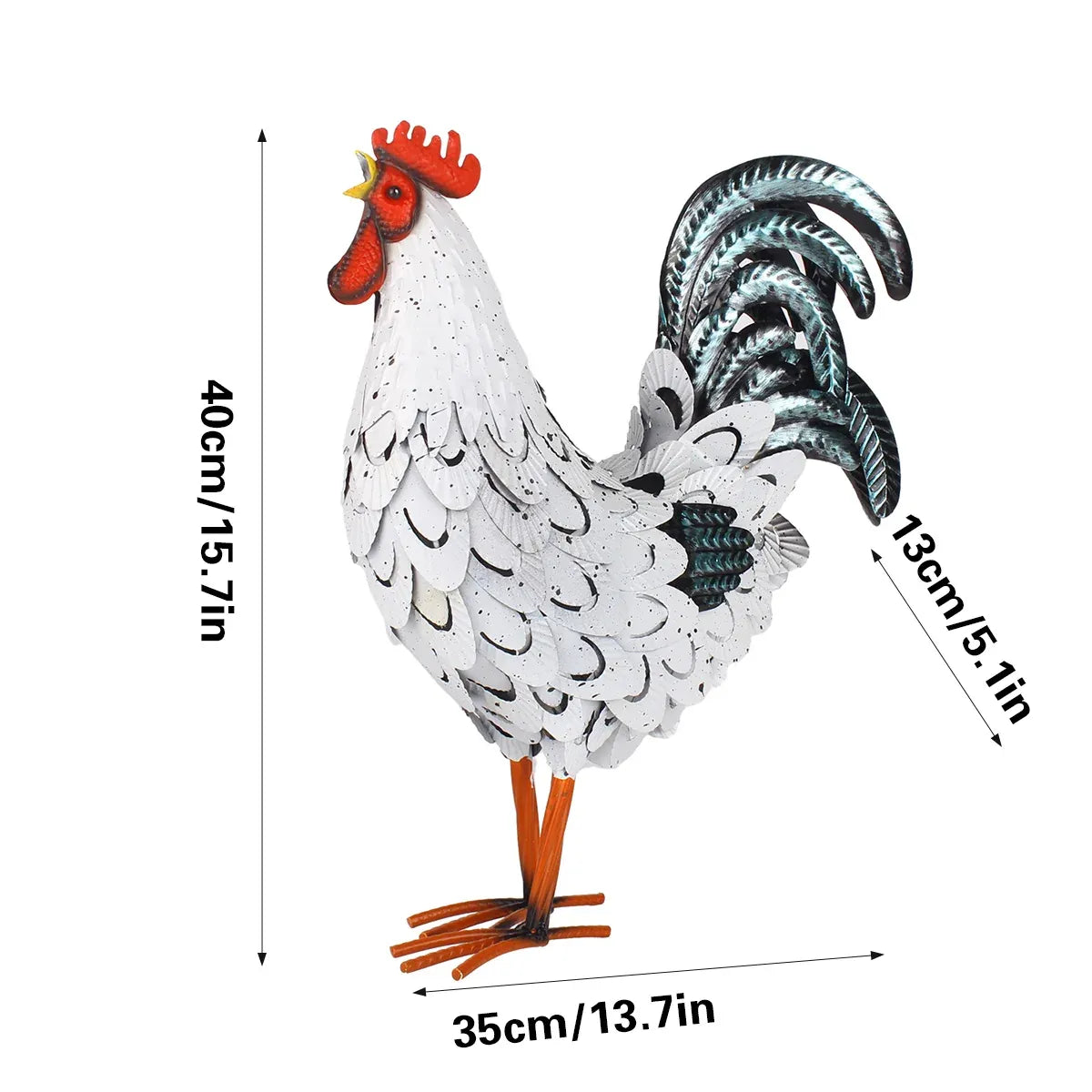 Metal Rooster Standing Decoration Rustproof for Home Garden Yard Patio Ornament