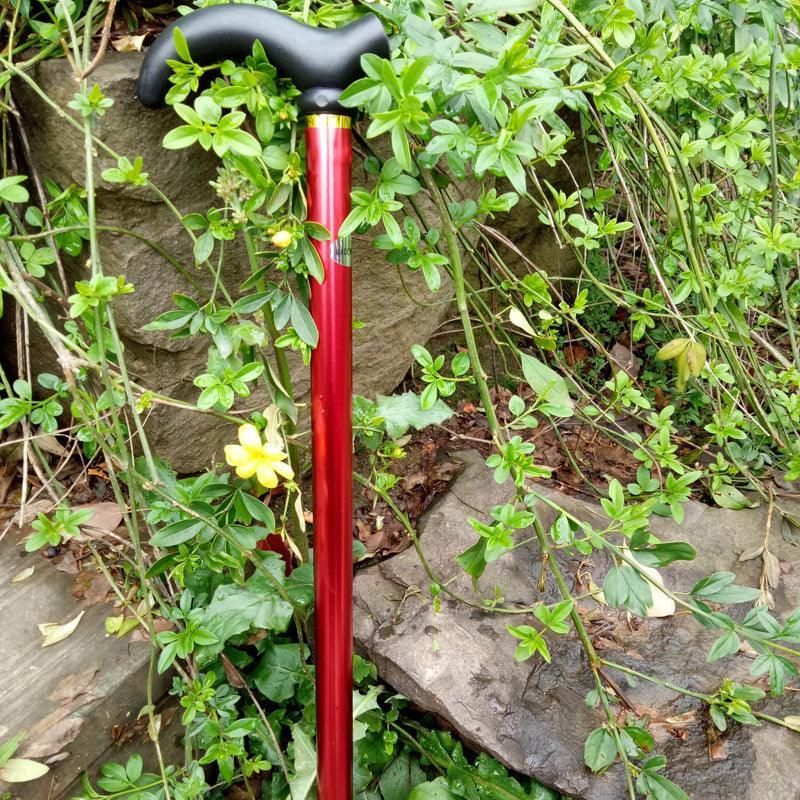 Metal Walking Stick Travel Retractable Cane Pole Compact Adjustable Lightweight - Black