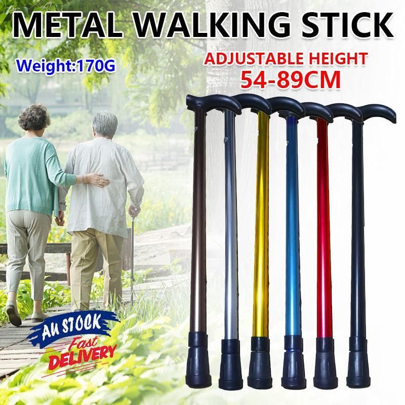 Metal Walking Stick Travel Retractable Cane Pole Compact Adjustable Lightweight - Blue