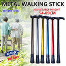 Metal Walking Stick Travel Retractable Cane Pole Compact Adjustable Lightweight - Blue
