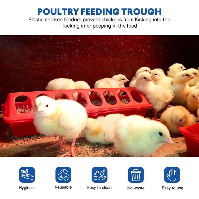 30cm Feeder Storage Trough Quail Drinker Plastic Wild Stable Chick Birds Pigeons - Yellow
