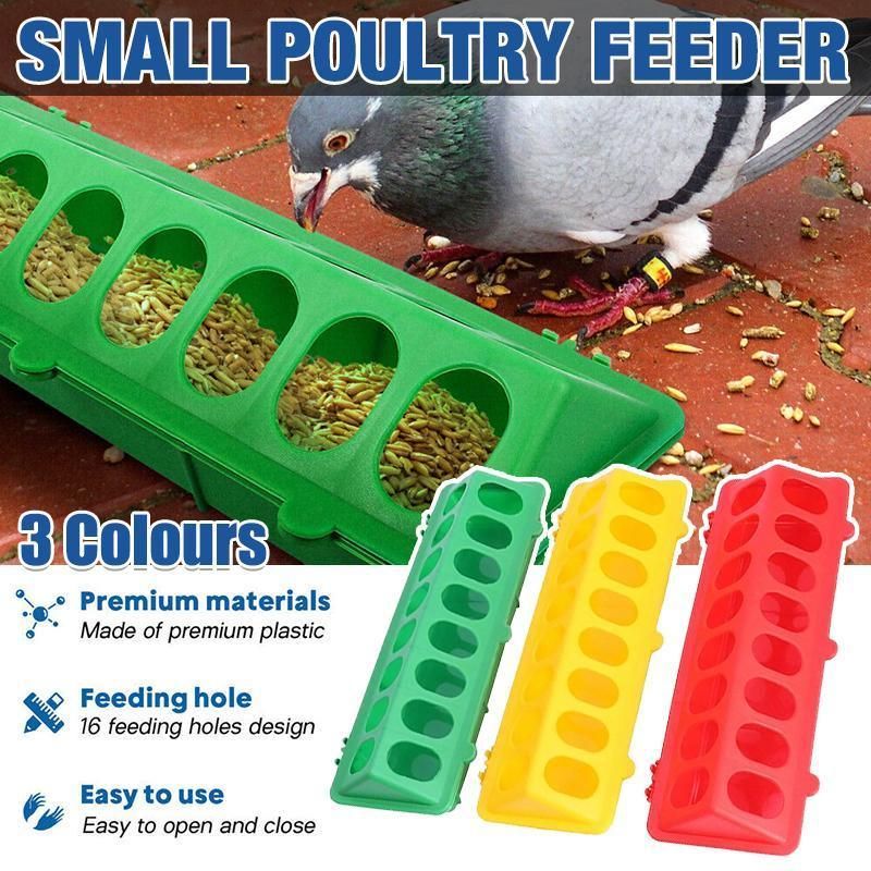 30cm Feeder Storage Trough Quail Drinker Plastic Wild Stable Chick Birds Pigeons - Yellow