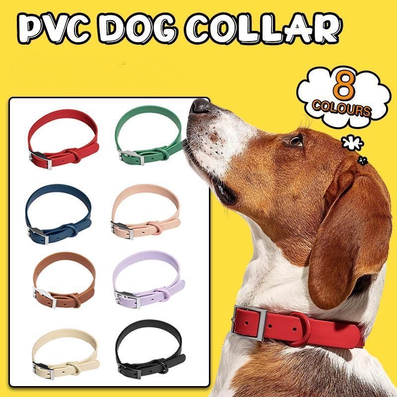 PVC Dog Collar Working Dog Kennels Waterproof Soft Adjustable for Pets L Size - Dark Blue