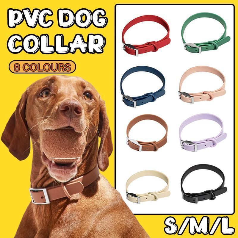 PVC Dog Collar Working Dog Kennels Waterproof Soft Adjustable for Pets L Size - Dark Blue