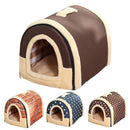 S Size Pet House Kennel Soft Igloo Beds Cave Cat Puppy Bed Warm Cushion Fold - Brown