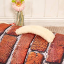 L Size Pet House Kennel Soft Igloo Beds Cave Cat Puppy Bed Warm Cushion Fold - Brick