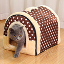 S Size Pet House Kennel Soft Igloo Beds Cave Cat Puppy Bed Warm Cushion Fold - Blue Stars