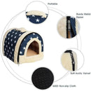 XL Size Pet House Kennel Soft Igloo Beds Cave Cat Puppy Bed Warm Cushion Fold - Brown Dots