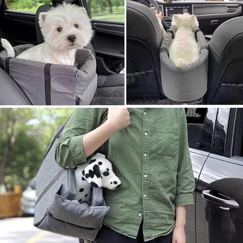 Car Pet Seat Auto Seat Center Console Dog Cat Nest Pad Removable Pet Carrier - Blue