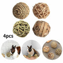4/5PCS Pet Balls Rabbit Toys Bunny Straw Rattan Woven Chewing Ball Biting Toys - 5PCS