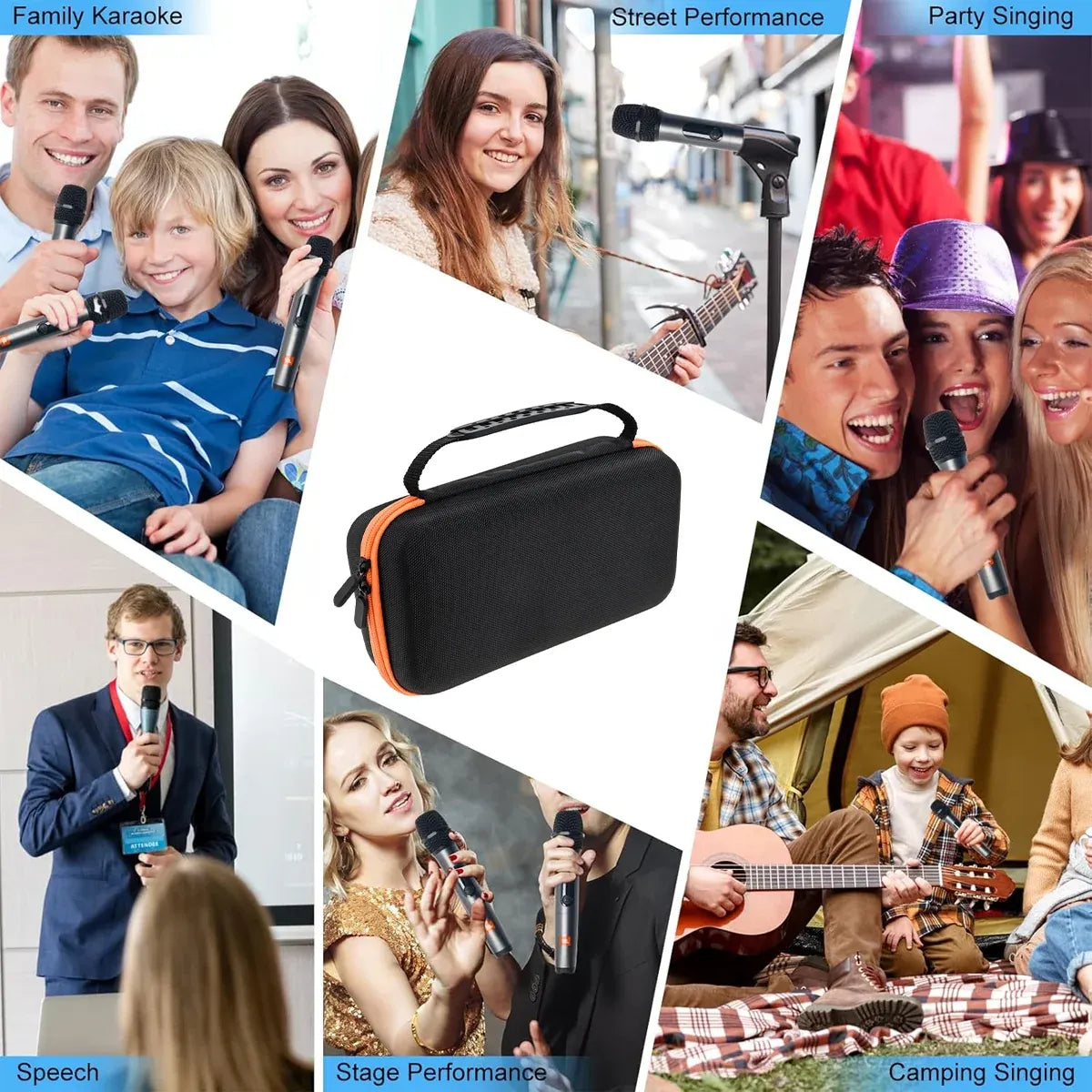 Portable EVA Microphone Storage Case Handheld Mic Box with Dividers Shockproof