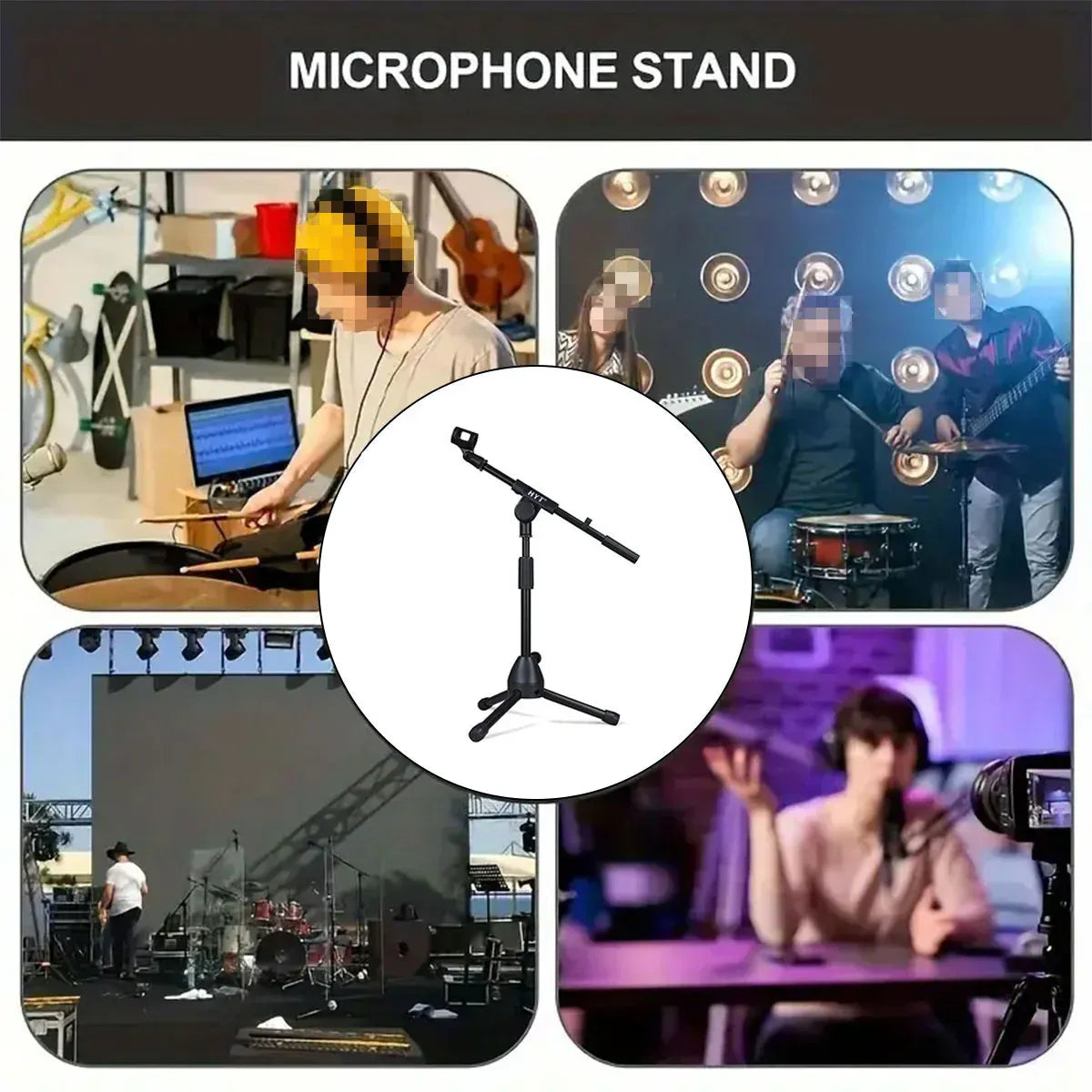Pickup Microphone Stand Guitar Erhu Drum Band Compact Mic Tripod Small Bracket