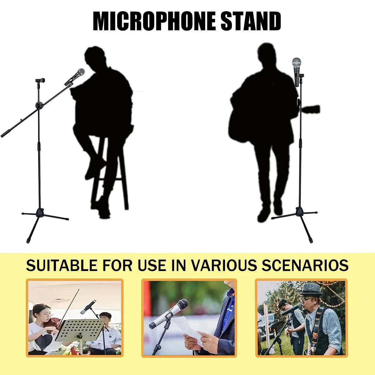 Foldable Adjustable Microphone Tripod Stand Durable NonSlip Stage Studio Karaoke