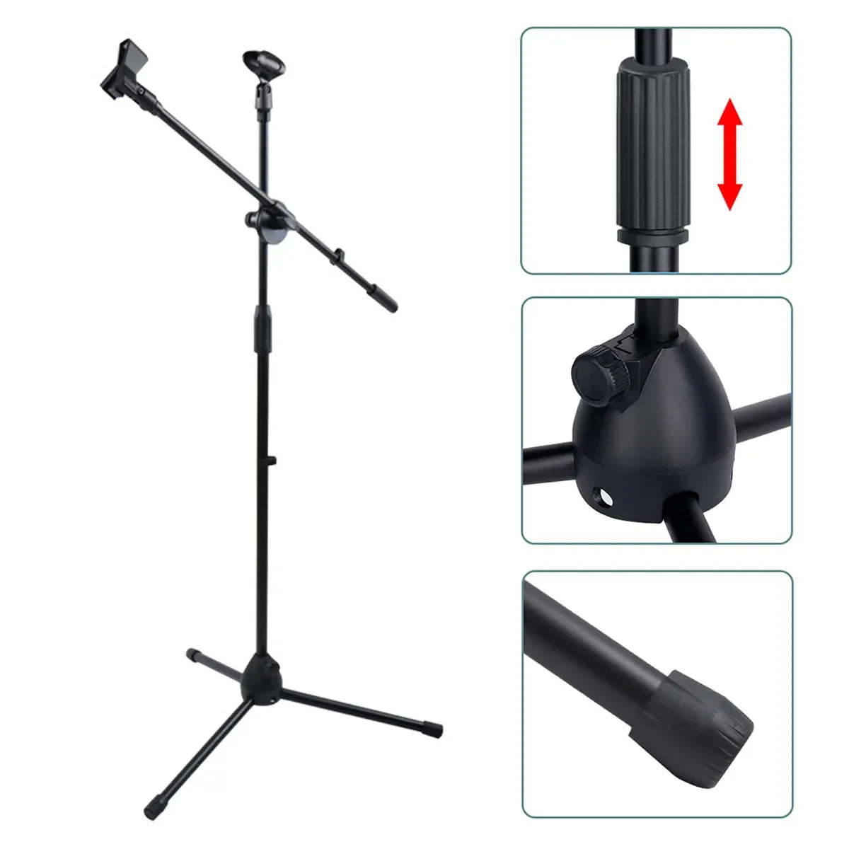 Foldable Adjustable Microphone Tripod Stand Durable NonSlip Stage Studio Karaoke