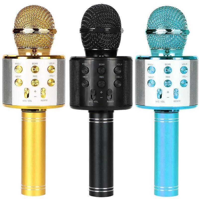 Karaoke Microphone Speaker Wireless Bluetooth Handheld Mic Usb Player Ktv Ws858 - Blue