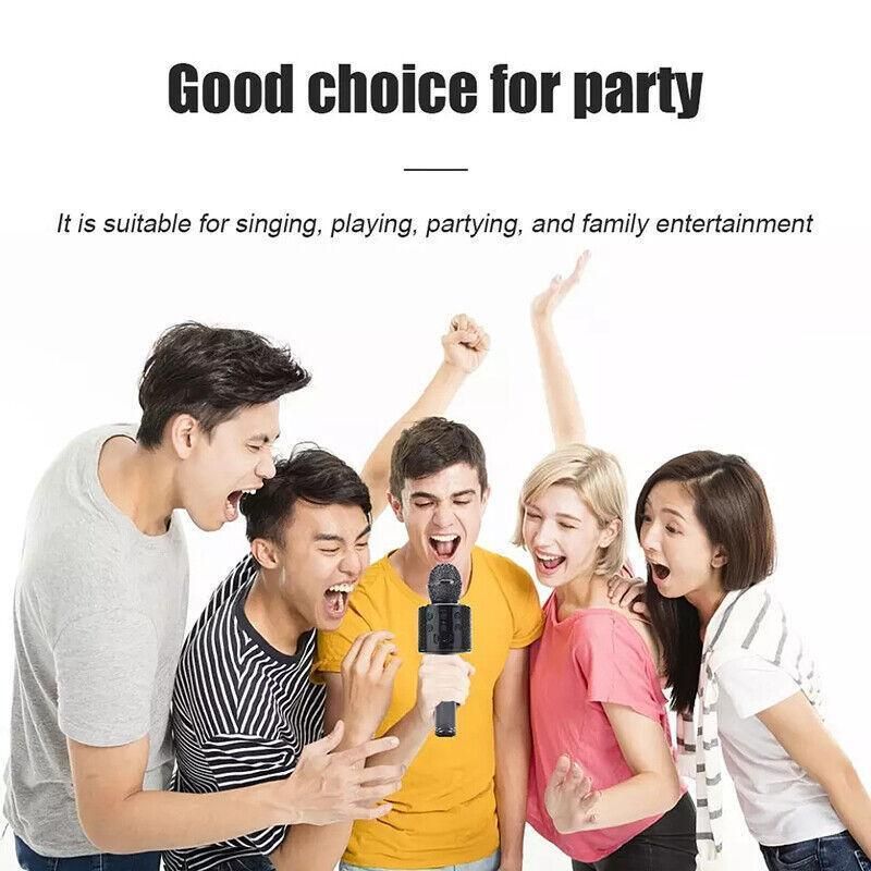 Karaoke Microphone Speaker Wireless Bluetooth Handheld Mic Usb Player Ktv Ws858 - Blue